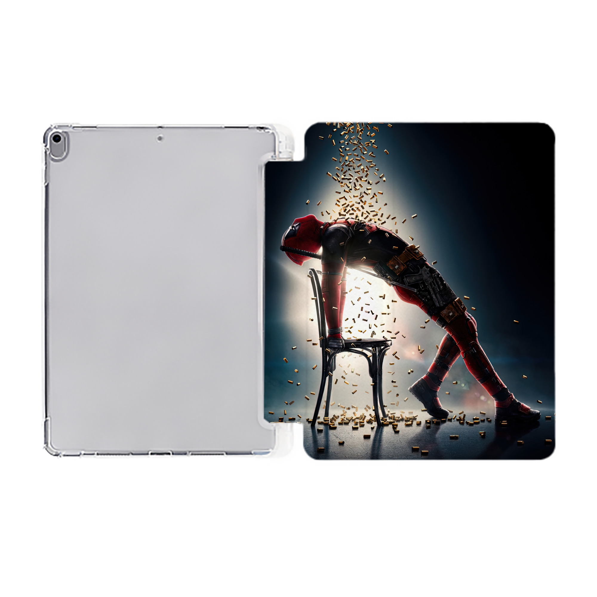 （画像用） Deadpool デッドプール IPad ケース ペン収納付き 三つ折りスタンド PUレザー×シリコン 対応機種9.5/10.5/10.9インチ